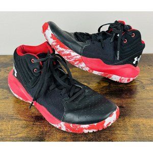Under Armour Jet 21 Youth Mid Top Basketball Shoes Red Black White Size 8 Mens